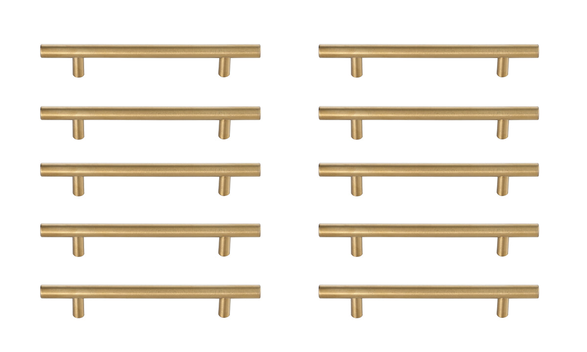 Quinn 5" Center to Center Brass Bar Pull Multipack (set of 10)