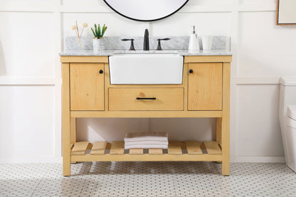 48 inch Single bathroom vanity in natural wood with backsplash
