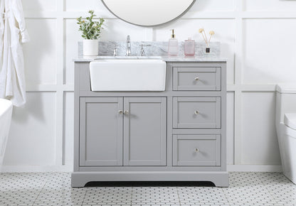 42 inch Single bathroom vanity in grey with backsplash