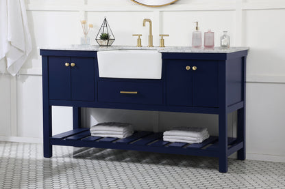 60 inch Single bathroom vanity in blue