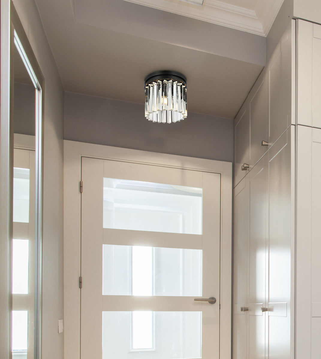 Sydney 3 light Matte Black Flush Mount Clear Royal Cut Crystal