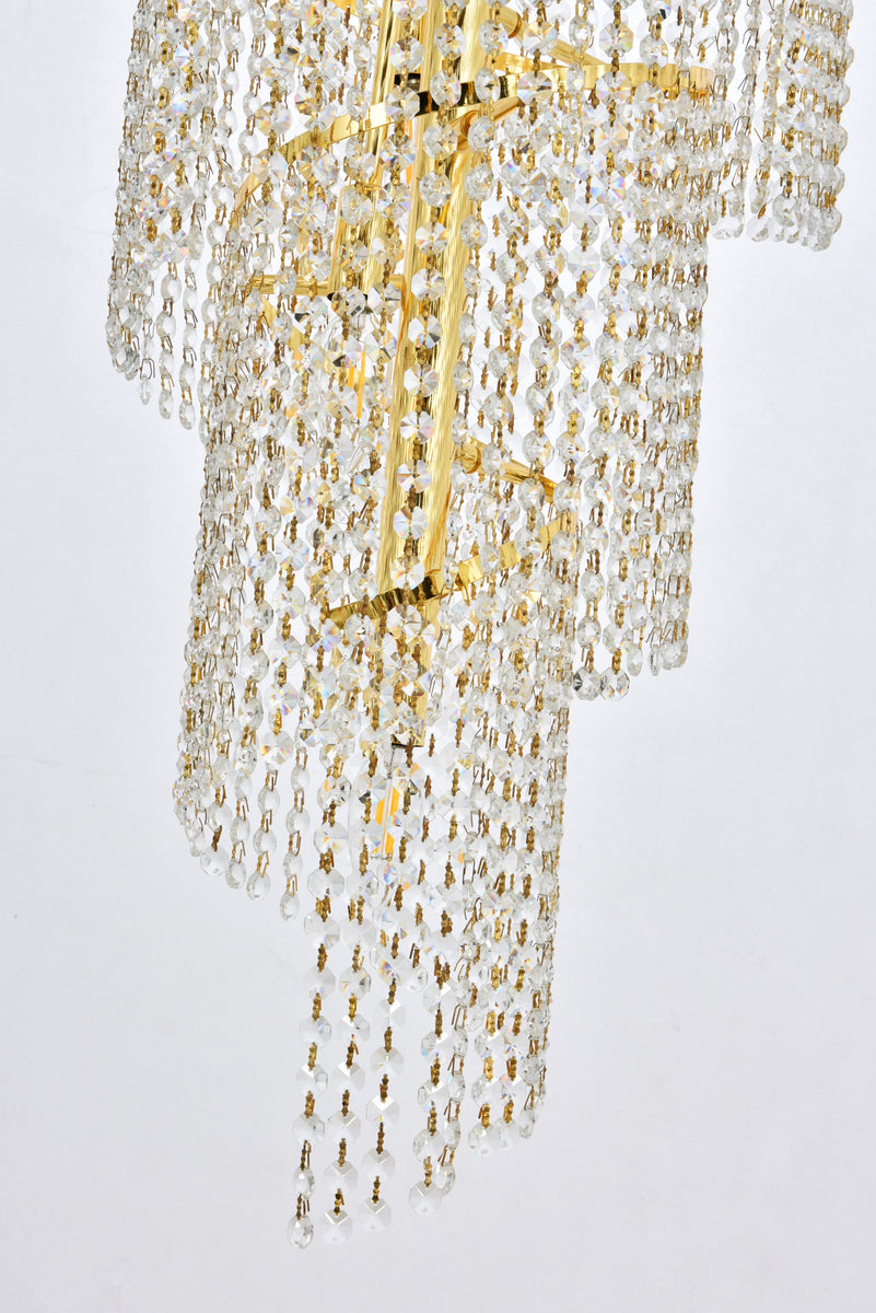Spiral 28 light Gold Chandelier Clear Royal Cut Crystal