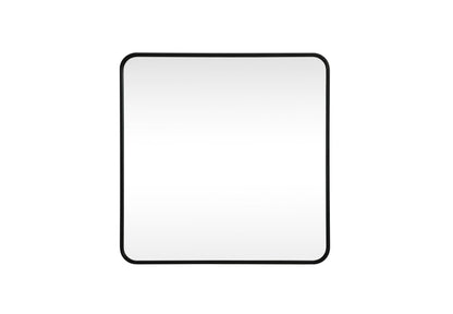 Soft corner metal square mirror 30x30 inch in Black