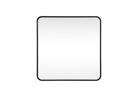 Soft corner metal square mirror 30x30 inch in Black