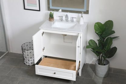 30 inch Single Bathroom Vanity in White