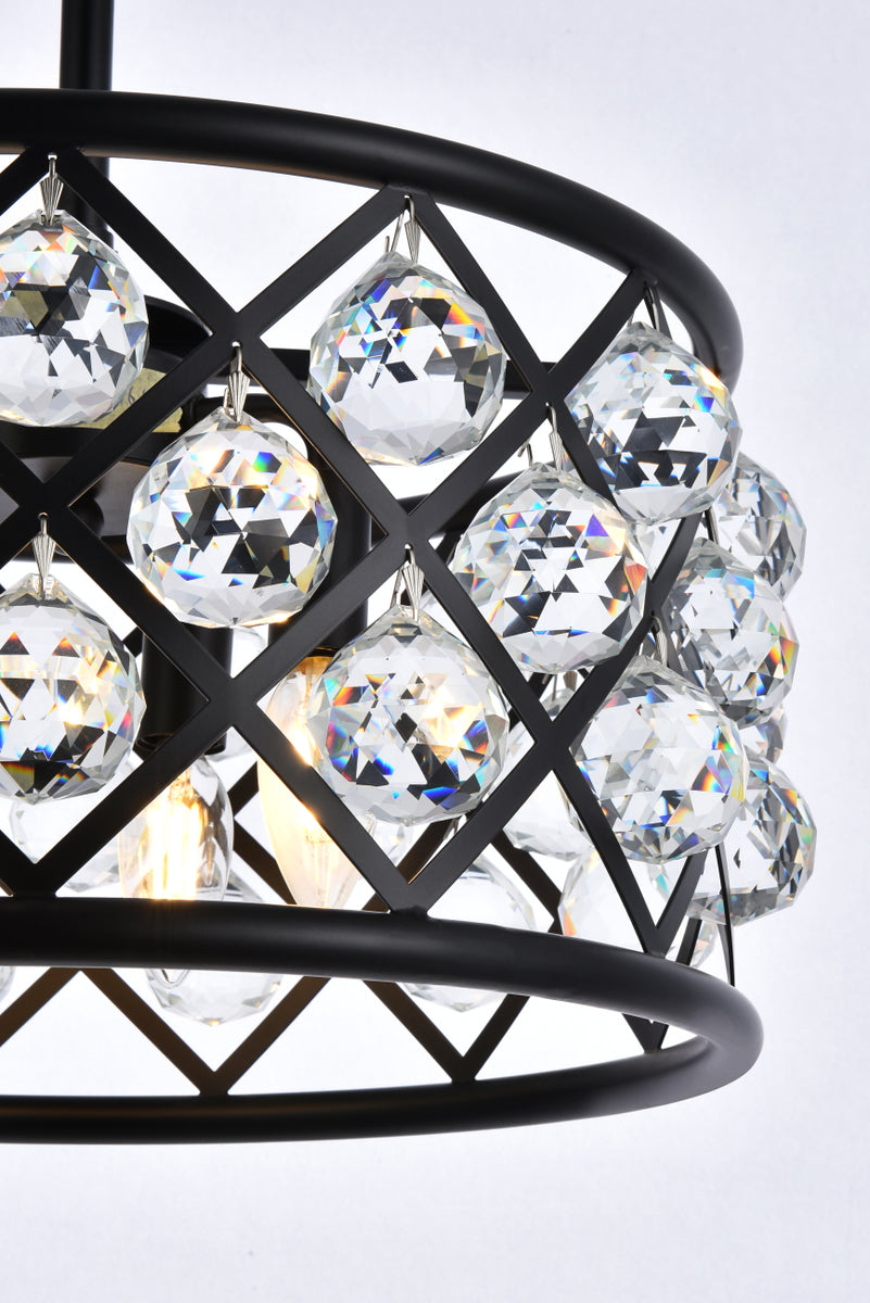 Madison 4 light Matte Black Pendant Clear Royal Cut Crystal