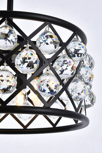 Madison 4 light Matte Black Pendant Clear Royal Cut Crystal