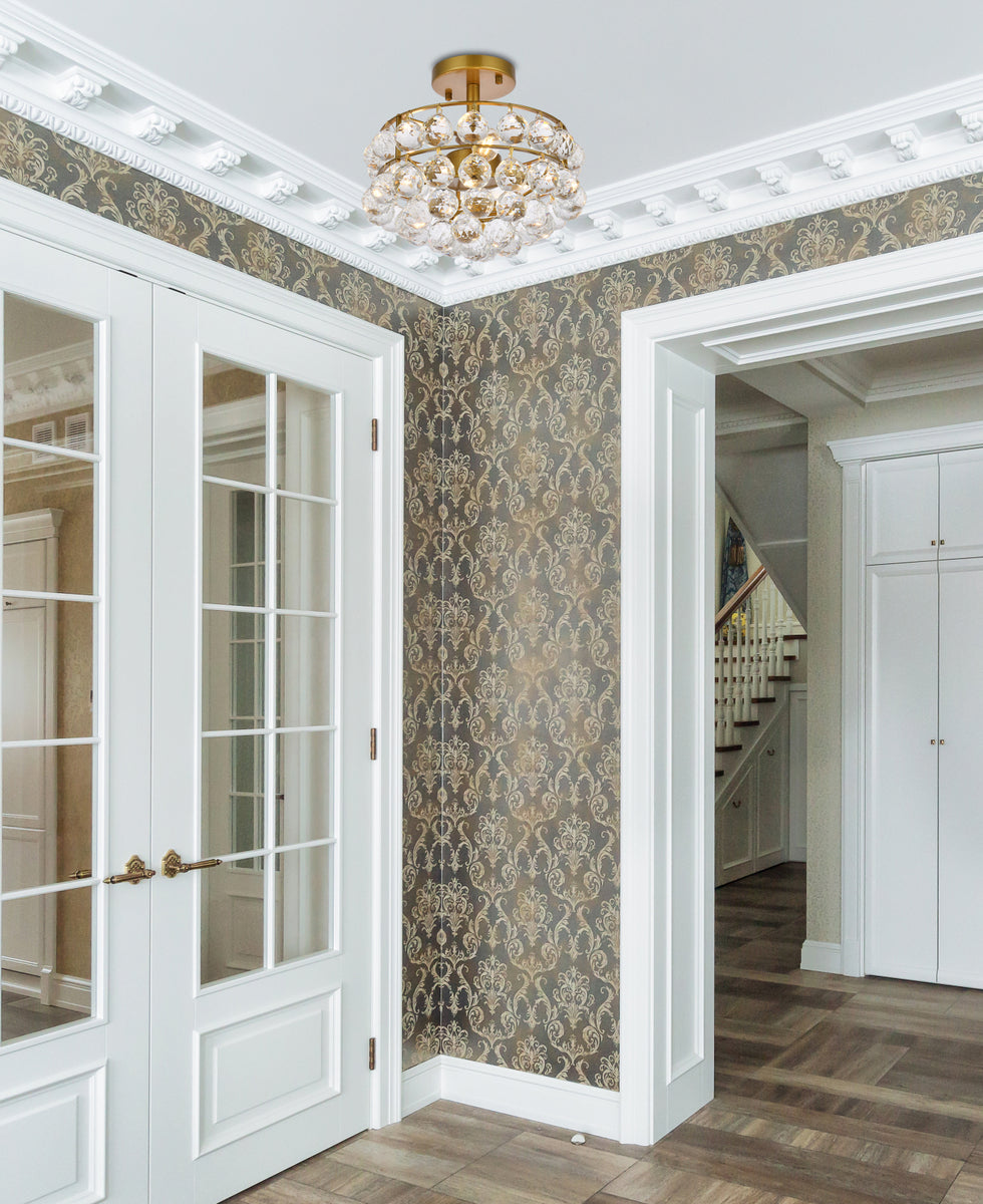 Savannah 12 inch flush mount in brass