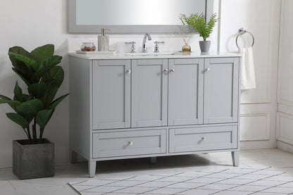 48 inch Single Bathroom Vanity in Grey with Backsplash