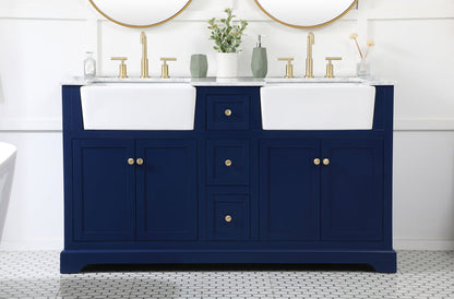 60 inch double bathroom vanity in blue