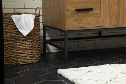 48 inch Single bathroom vanity in walnut brown with backsplash