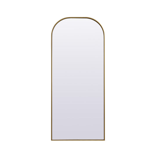 Metal Frame Arch Full Length Mirror 28x66 Inch in Brass