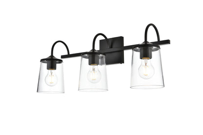 Avani 3 light Black and Clear Bath Sconce