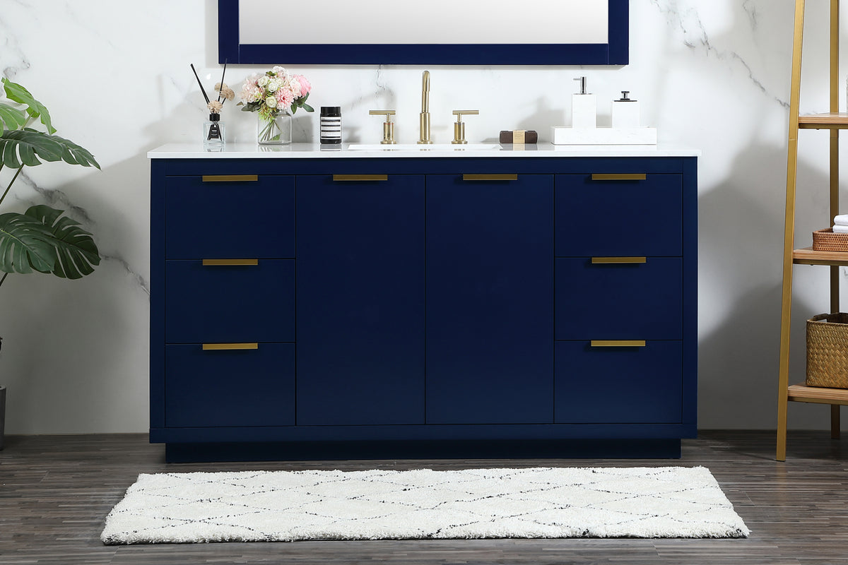 60 inch Single bathroom vanity in blue