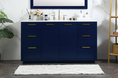 60 inch Single bathroom vanity in blue