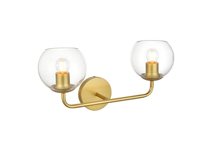 Genesis 2 light Brass and Clear Bath Sconce