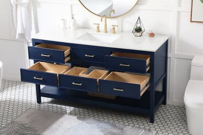 60 inch Single bathroom vanity in blue
