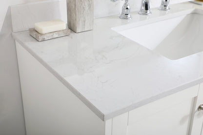 42 inch Single Bathroom Vanity in White with Backsplash