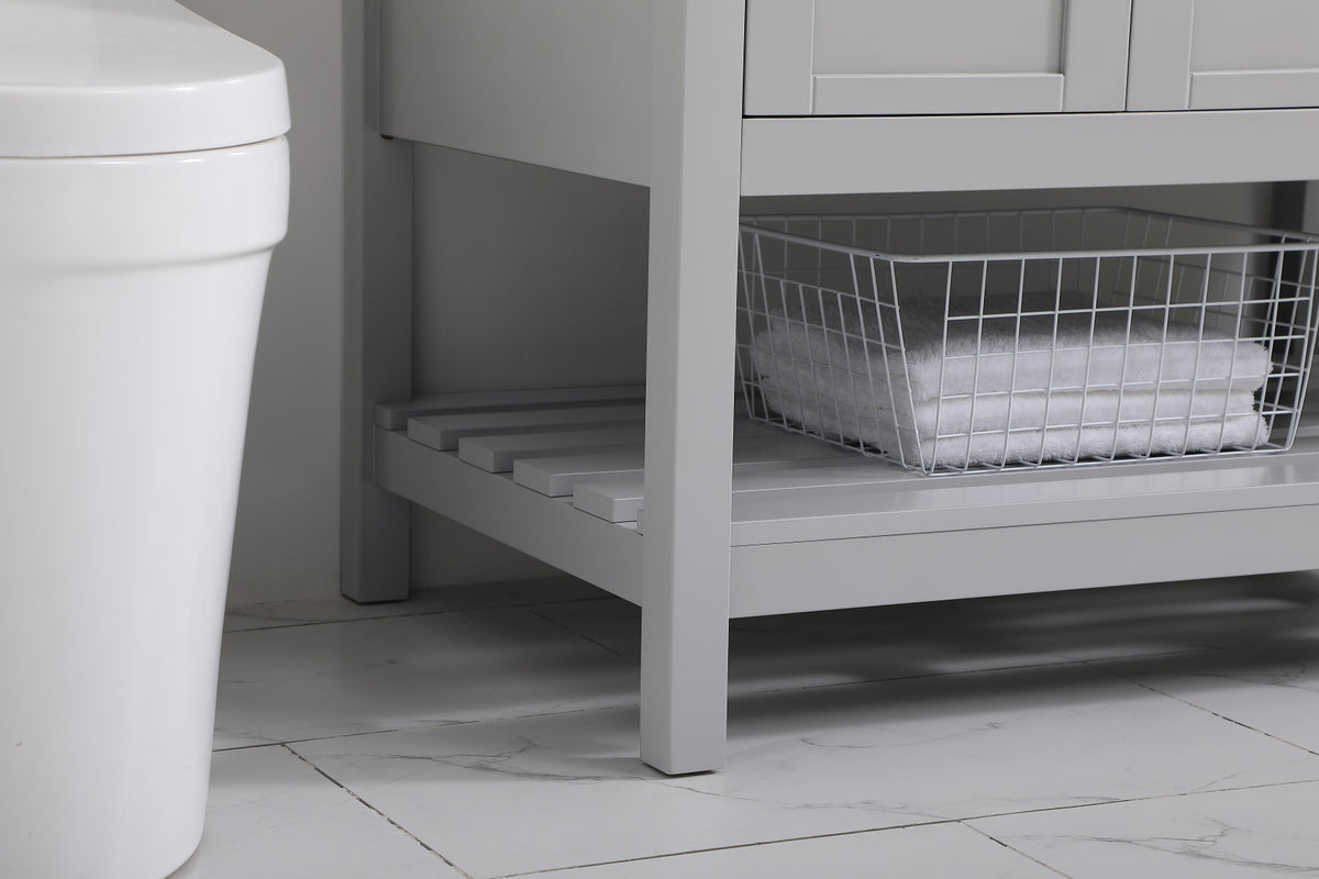 36 inch Single Bathroom Vanity in Gray with Backsplash