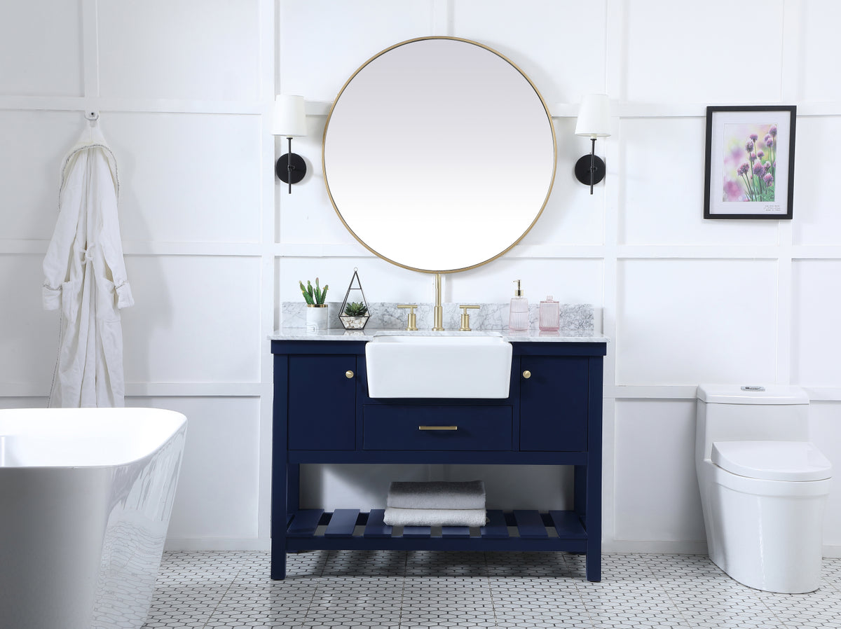 48 inch Single bathroom vanity in blue with backsplash