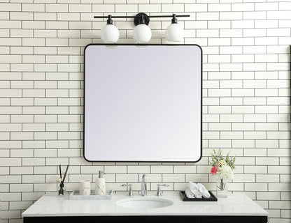 Soft corner metal rectangular mirror 36x36 inch in Black