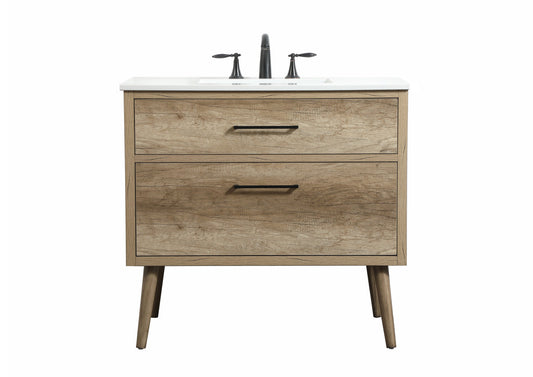 36 inch Single bathroom vanity in natural oak
