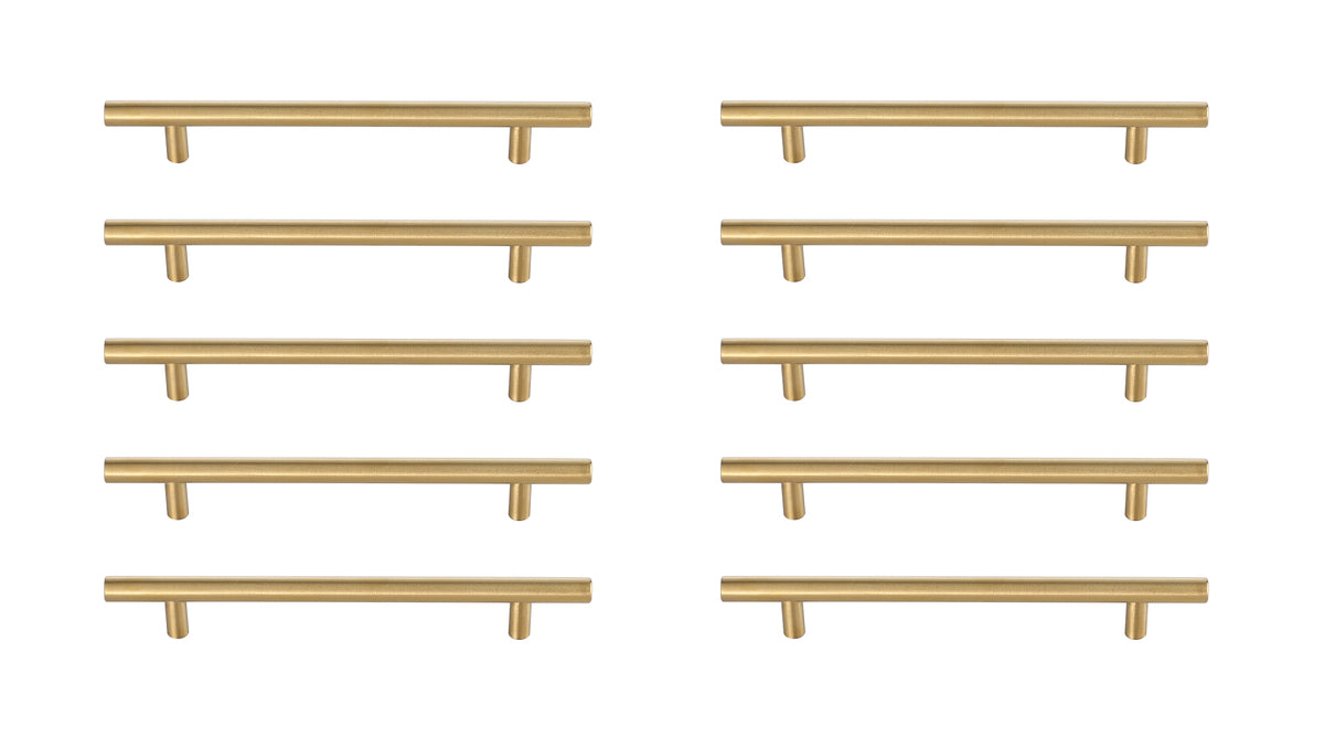 Quinn 6-5/16" Center to Center Brass Bar Pull Multipack (set of 10)