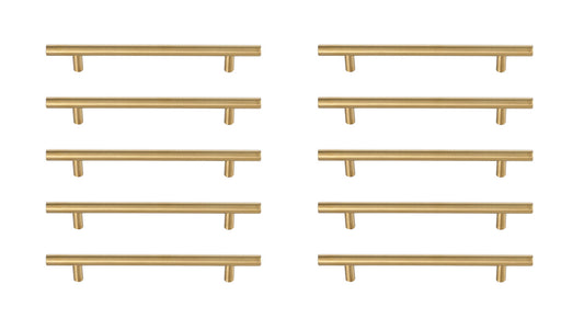 Quinn 6-5/16" Center to Center Brass Bar Pull Multipack (set of 10)