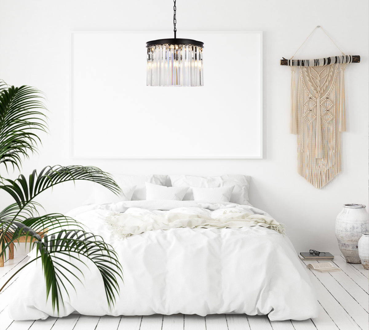 Sydney 6 light Matte Black Pendant Clear Royal Cut Crystal