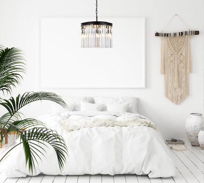 Sydney 6 light Matte Black Pendant Clear Royal Cut Crystal