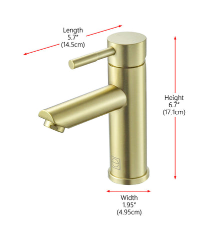 Mia Single Hole Single Handle Bathroom Faucet in Brushed Gold