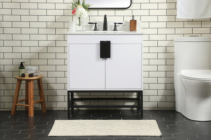 30 inch Single bathroom vanity in white with backsplash