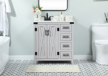 32 inch Single bathroom vanity in grey with backsplash