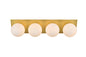 Jillian 4 light Brass and frosted white Bath Sconce