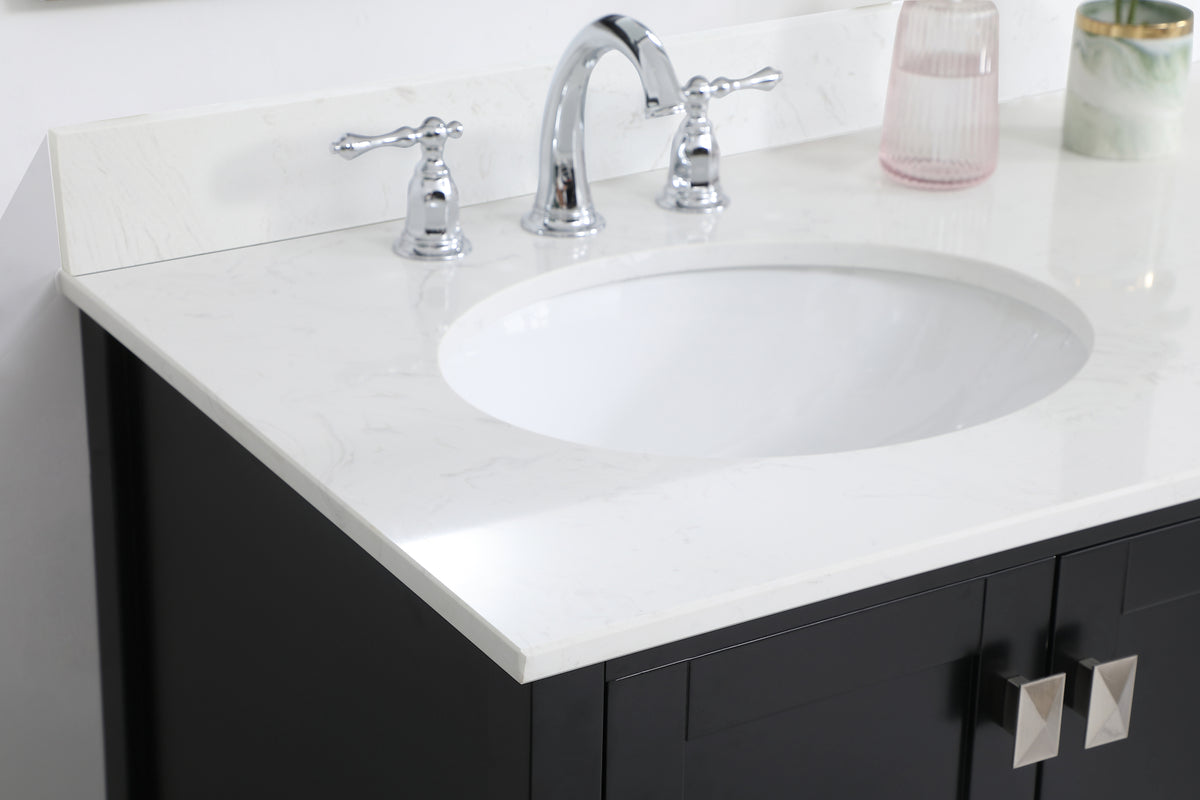 36 inch Single Bathroom Vanity in Black with Backsplash