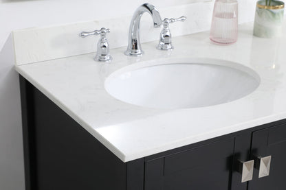 36 inch Single Bathroom Vanity in Black with Backsplash