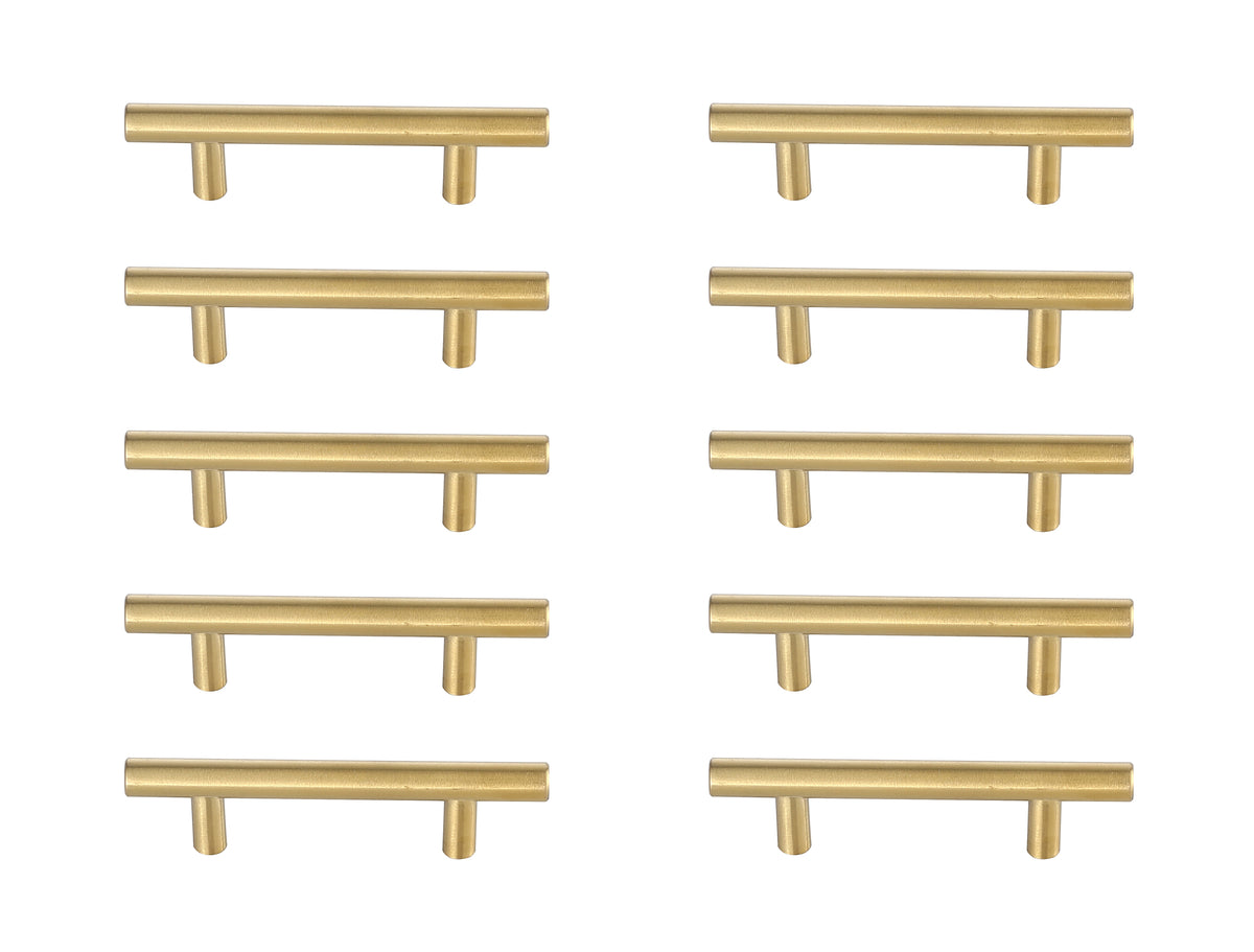 Quinn 3" Center to Center Brass Bar Pull Multipack (set of 10)