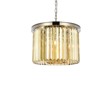 Sydney 6 light polished nickel Pendant Golden Teak (Smoky) Royal Cut Crystal