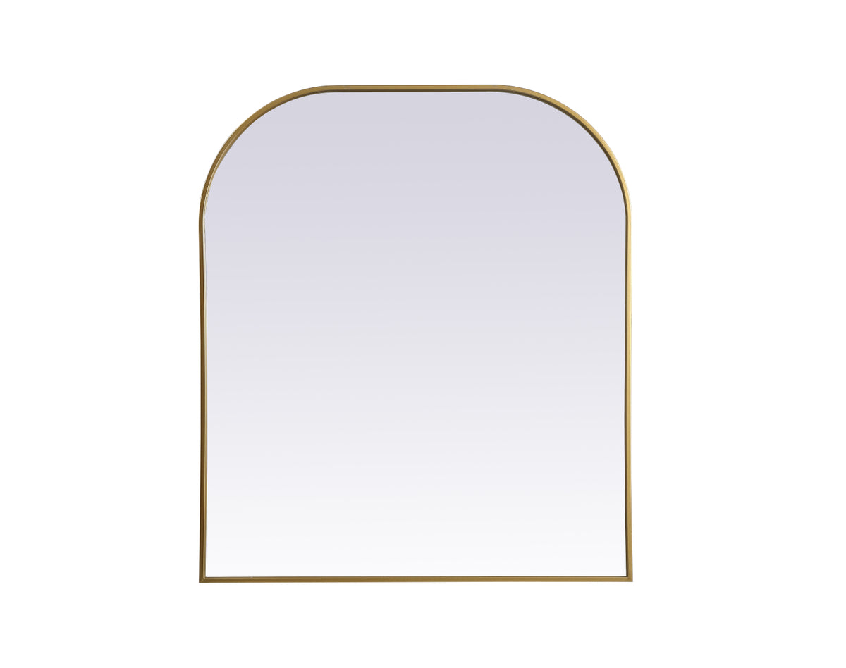 Metal Frame Arch Mirror 36x34 Inch in Brass