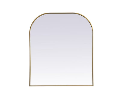 Metal Frame Arch Mirror 36x34 Inch in Brass