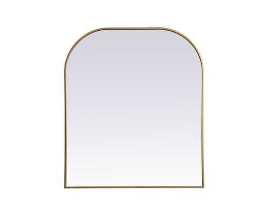 Metal Frame Arch Mirror 36x34 Inch in Brass
