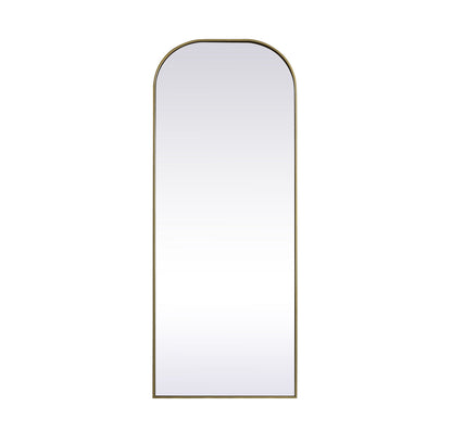 Metal Frame Arch Full Length Mirror 28x74 Inch in Brass