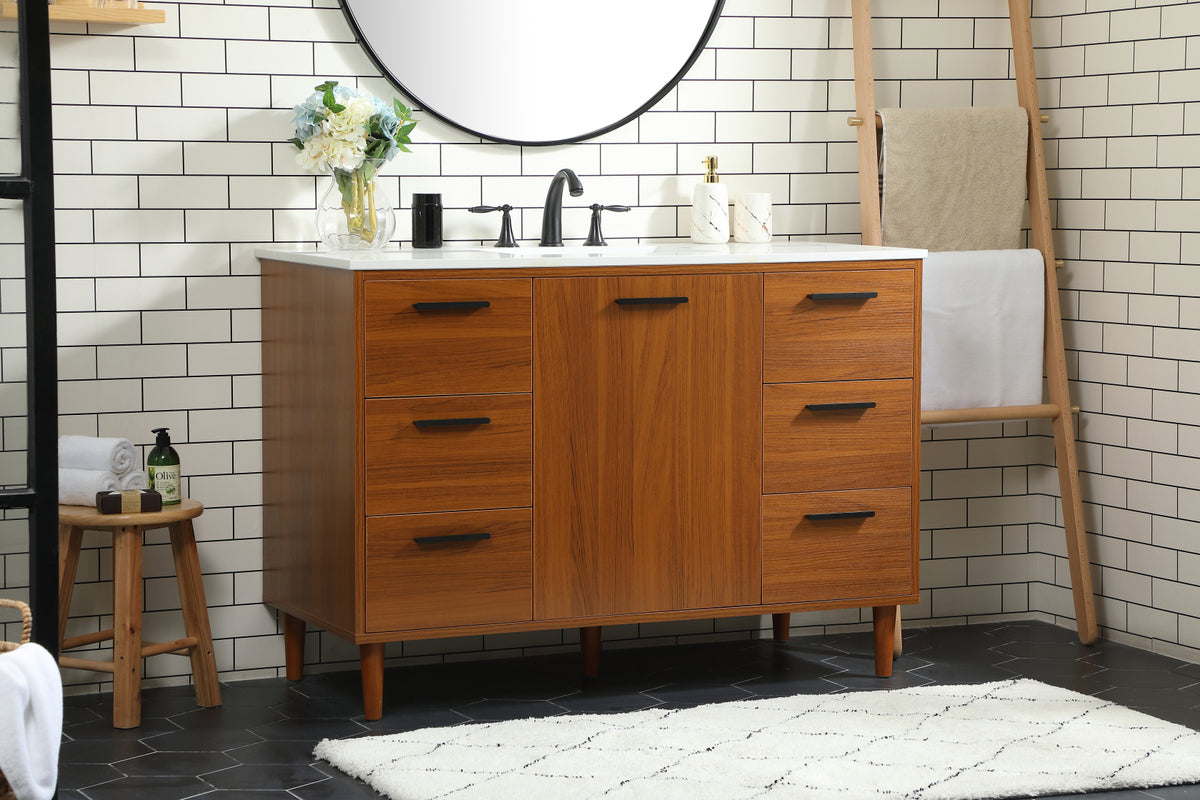 48 inch bathroom vanity in Teak