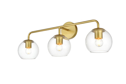 Genesis 3 light Brass and Clear Bath Sconce