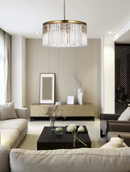 Sydney 31.5 inch round crystal chandelier in satin gold