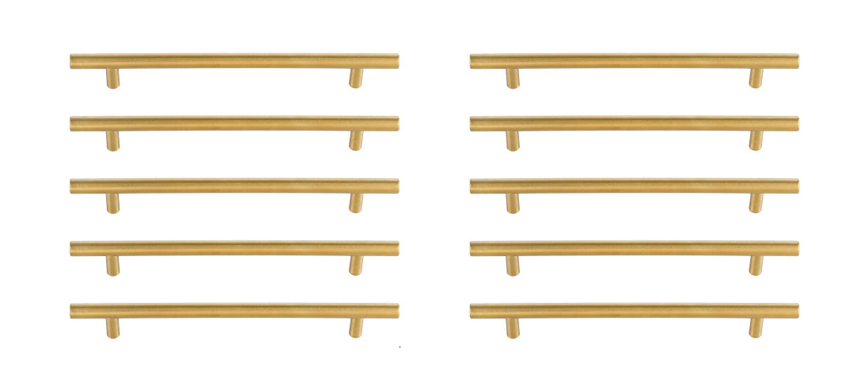 Quinn 7-9/16" Center to Center Brass Bar Pull Multipack (set of 10)