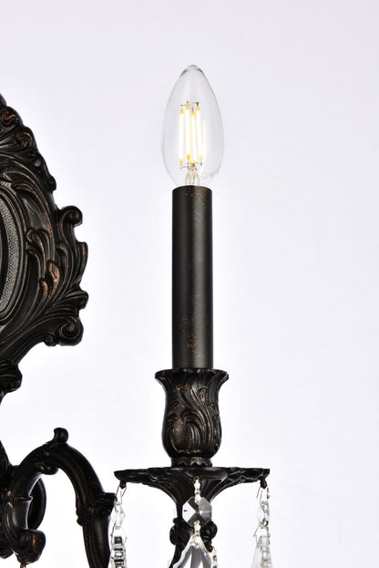 Monarch 3 light Dark Bronze Wall Sconce Clear Royal Cut Crystal