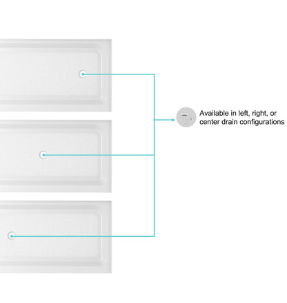 60x36 inch Single threshold shower tray left drain in glossy white