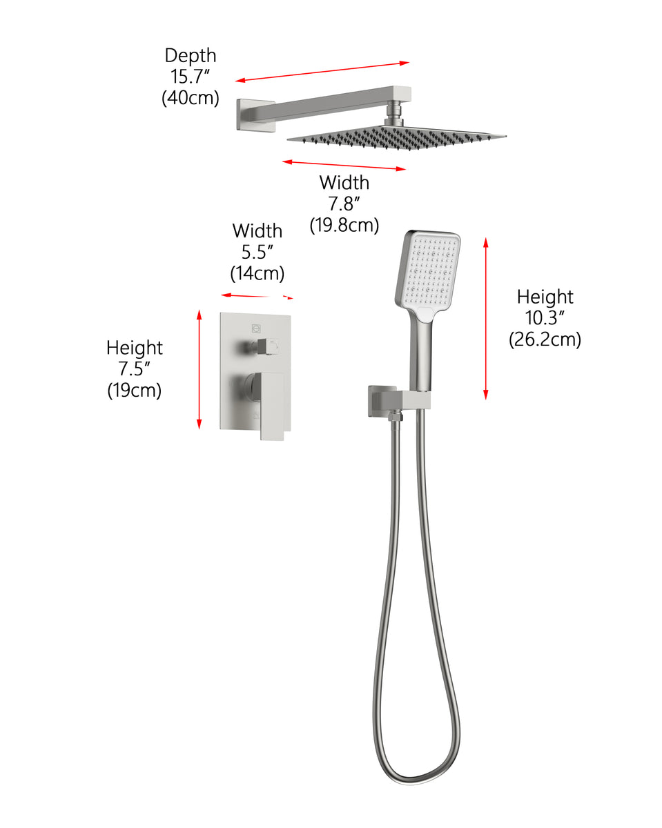 Petar Complete Shower Faucet System with Rough-in Valve in Brushed Nickel