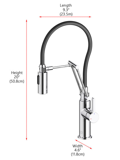 Leonardo Single Handle Pull Down Sprayer Kitchen Faucet in Chrome